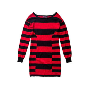 Vtg Y2K Say What Striped Sweater Dress Red Black Mall Goth Punk Grunge Rock Alt